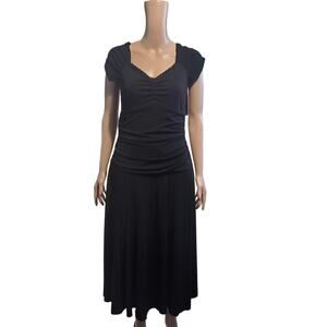 Vintage Rabbit Designs Size 10 Black Empire Gathered Waist Beaded Neck Y2K Dress